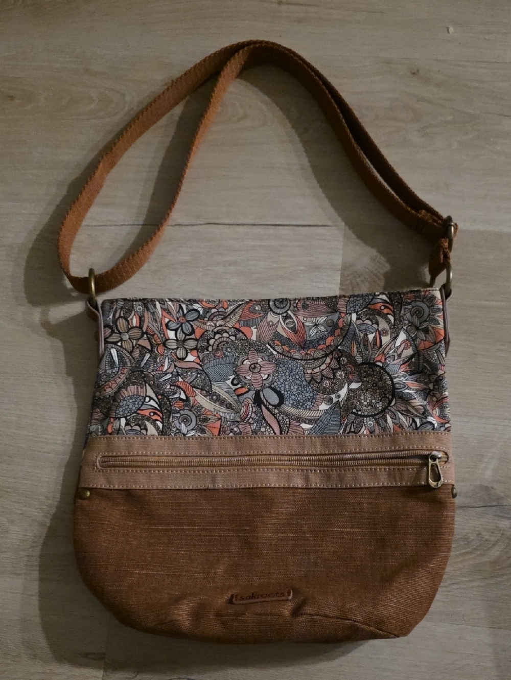 Sakroots Artist Circle Soft Bucket Crossbody Bag In Sienna Spirit Desert Print